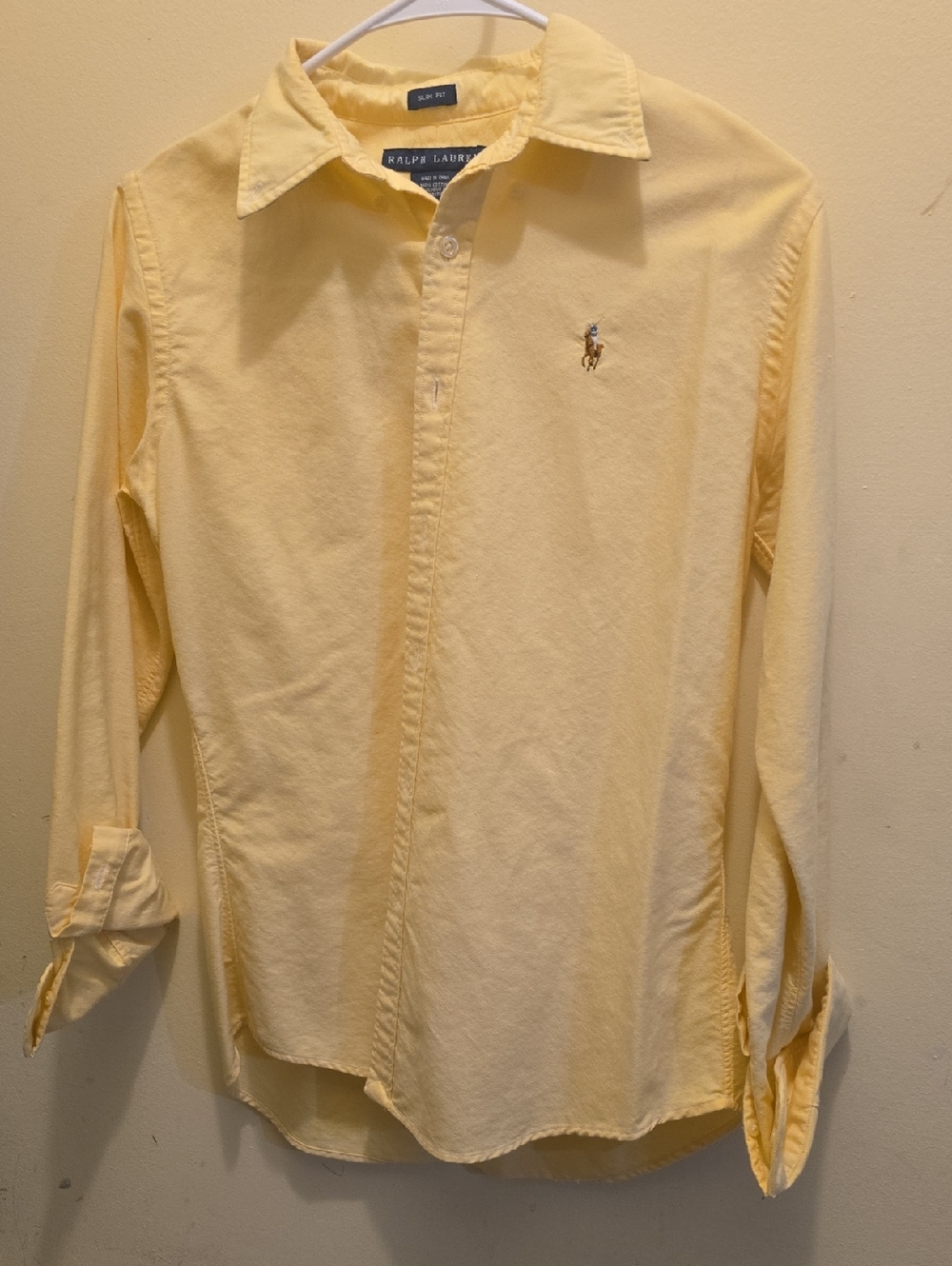 Ralph Lauren Women’s Slim Fit Button-Down Shirt — Pale Yellow